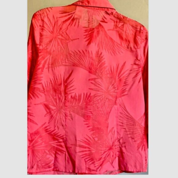 Liz Claiborne Villager Button Front Shirt Novelty Palm Tree Print Sz 8 Pink 26B - Picture 5 of 10